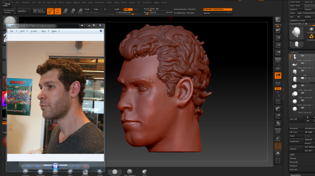 Sculpting the 3d head in zbrush